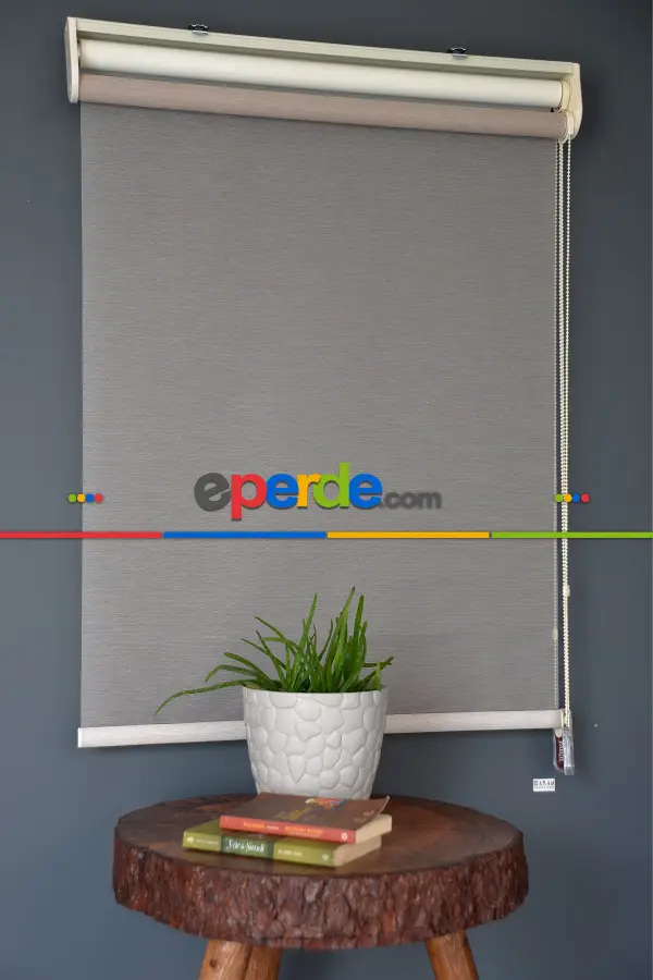 Halim Perdesan Vt-05 Karamel Renk Etekli Veya Eteksiz Çift Mekanizmalı Tül Stor Perde