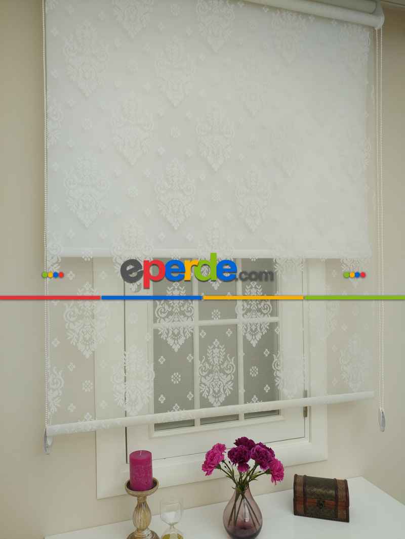 Mutfak Tül Stor Perde - Çiftli Sistem- Ekru