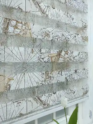 Piri Reis Desenli Zebra Perde- Sütlü Kahve
