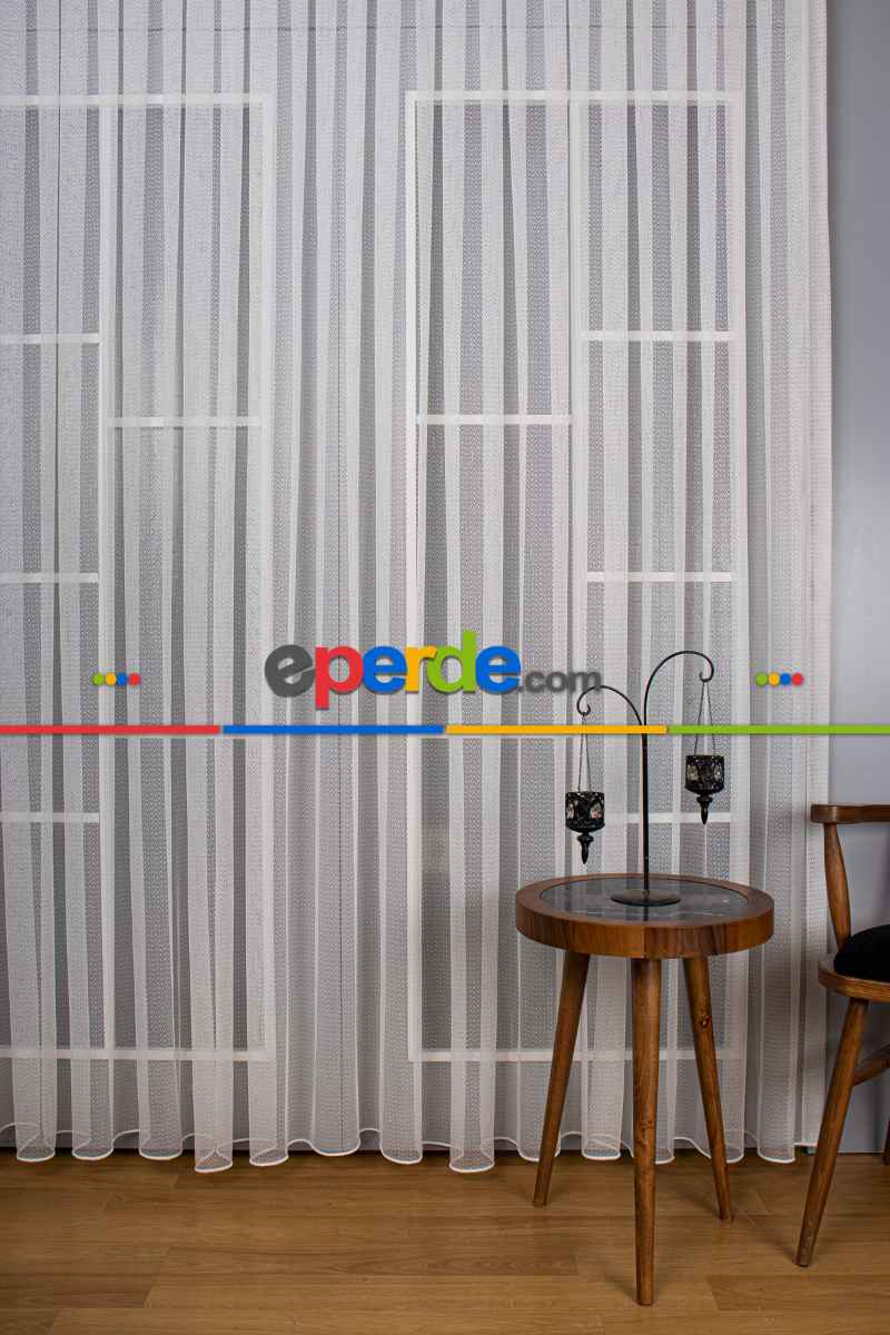 Yatak Odası - Mini Puantiyeli Örme Tül Perde