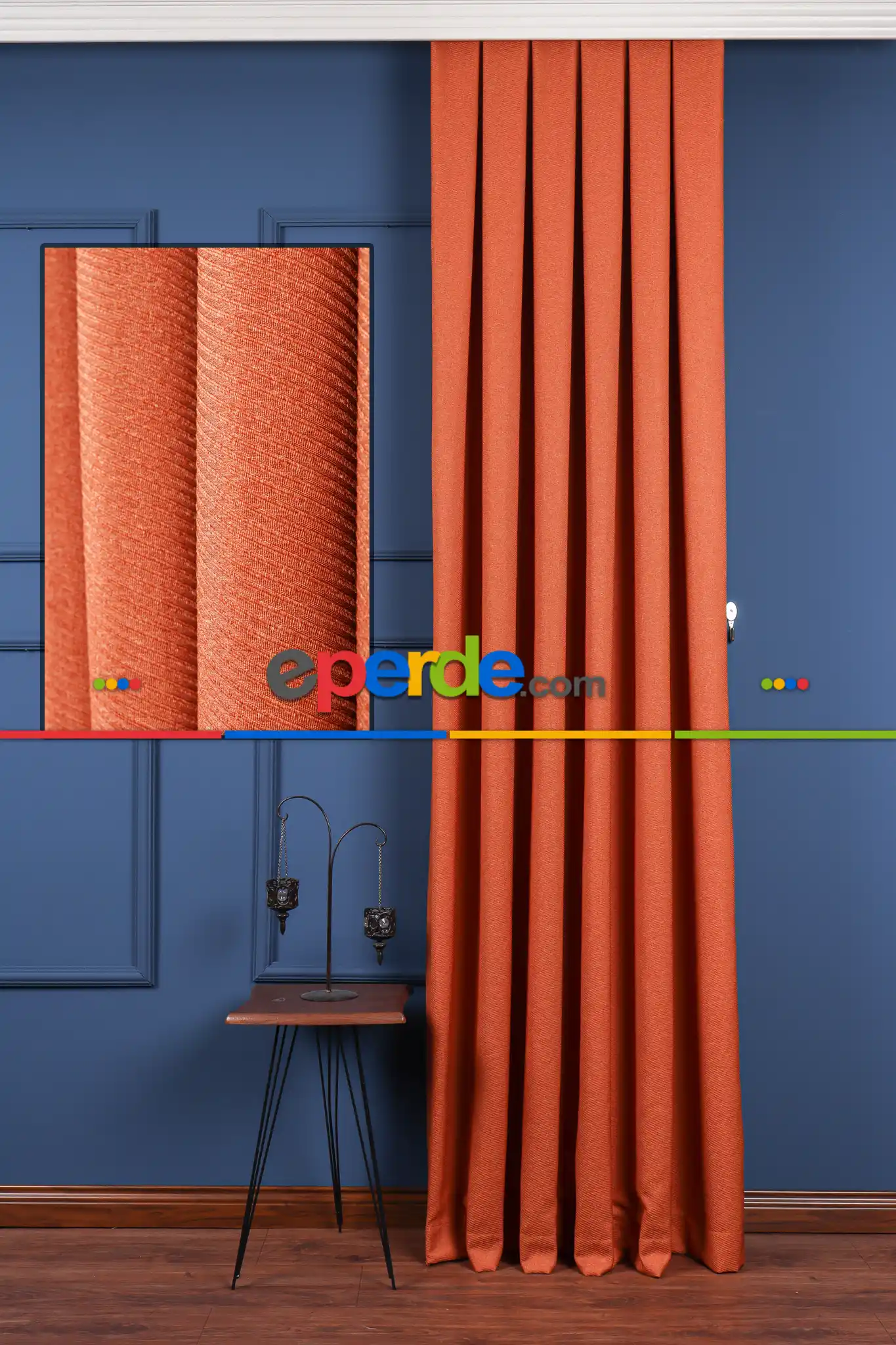 Turuncu Jakar Dokuma Fon Perde