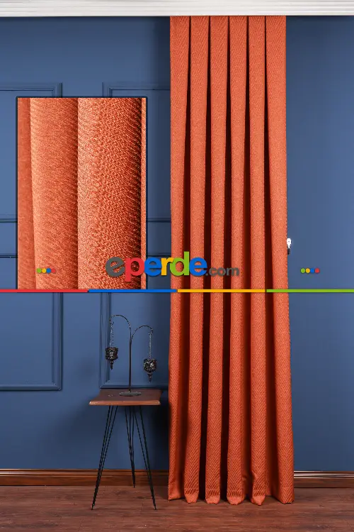 Turuncu Jakar Dokuma Fon Perde