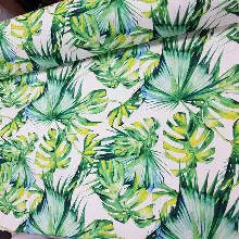 Tropikal Desenli Fon Perde Evm226 -t - Kumaşı Kalındır Duck Bezi Değildir.- Yeşil-Beyaz