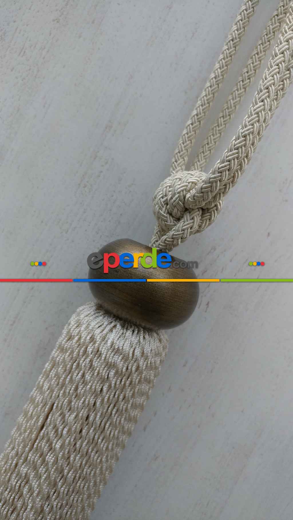 Kahve Ekru Braçol Perde Bağı- Ekru