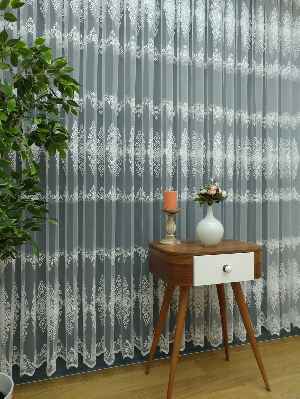 Arası Desenli Brode Tül Perde 2023 Konak Özel Seri Elit 102- Ekru