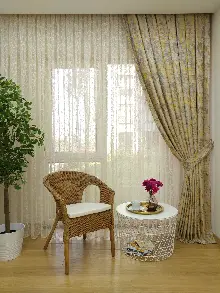 Patinedesenli Hardal Desenli Jakar Fon Perde (180)- Hardal Sarısı