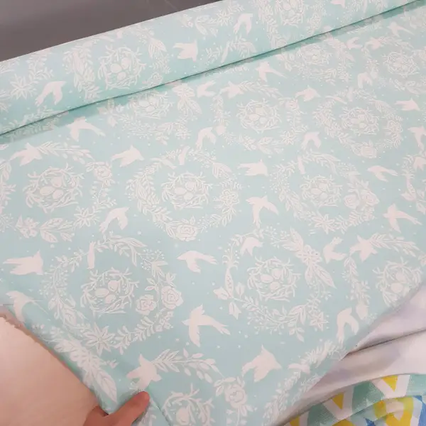 Kuş Desenli Fon Perde Evm794 Kumaşı Kalındır Duck Bezi Değildir- Beyaz