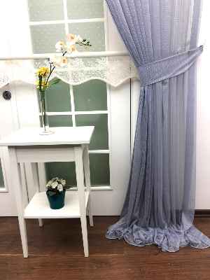 Kendinden Desenli Tül Fon Perde- Gri-füme-antrasit