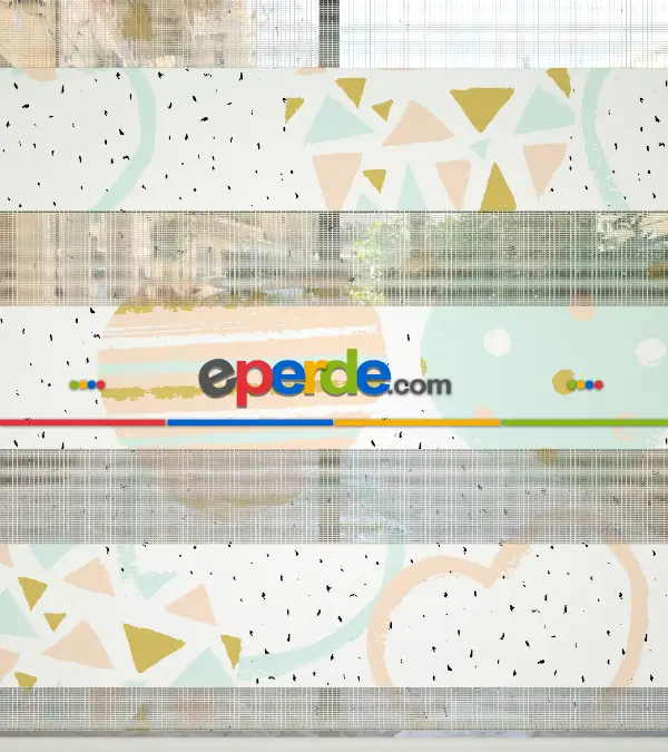 Kalp Desenli Baskılı Zebra Perde- Çok Renkli