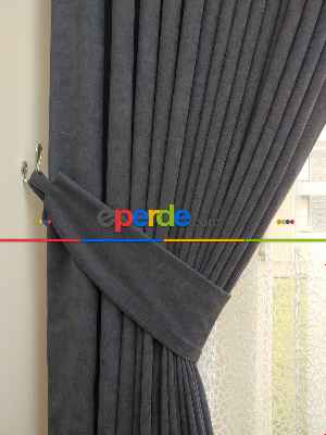 Salon Koyu Gri - Düz Fon Perde ( En 150cm Dökümlü Fon Perde)- Gri Koyu