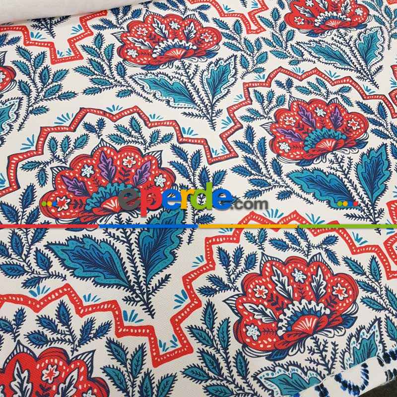 Çiçek Desenli Fon Perde Evm1519 Kumaşı Kalındır Duck Bezi Değildir-  Çok Renkli 2