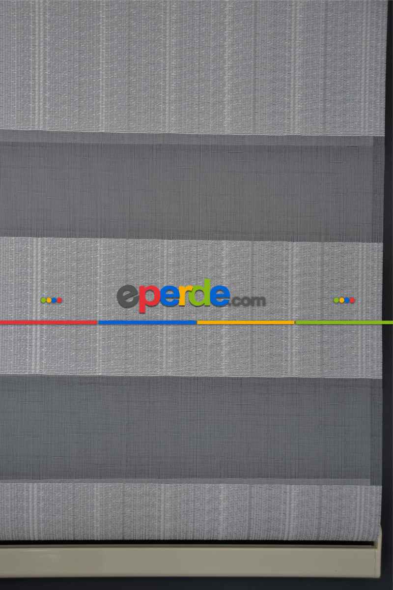 Halim Perdesan Jk-286 Koyu Turkuaz & Ekru Renk Etekli Veya Eteksiz Zebra Stor Perde