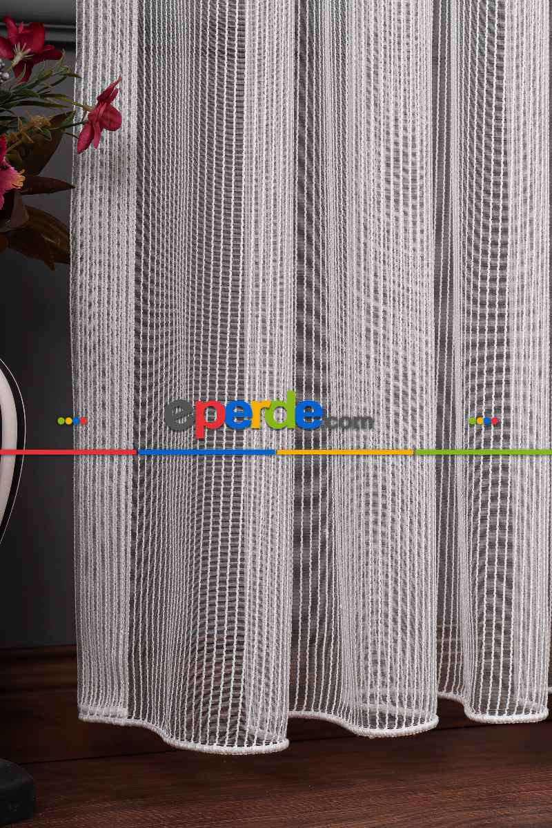 İnci Çizgili Makarna Armür Tül Perde Grz 2118