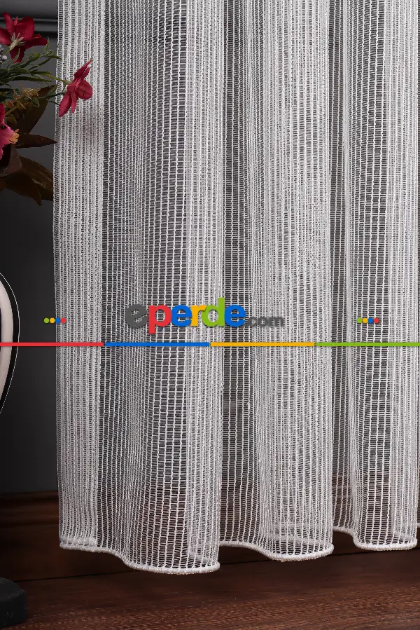 İnci Çizgili Makarna Armür Tül Perde Grz 2118