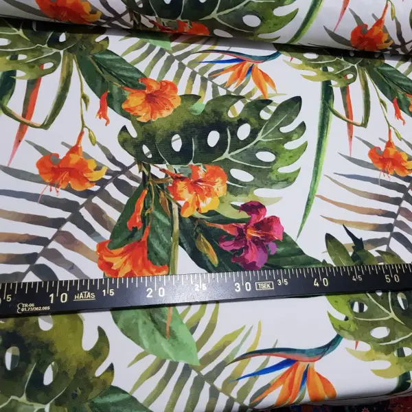 Tropikal Desenli Fon Perde Evm299 -t - Kumaşı Kalındır Duck Bezi Değildir.- Yeşil-Sarı-Beyaz-Çok Renkli