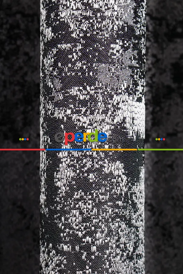 Salon Fon Perde - Siyah - Gri Antrasit Jakar Dokuma Fon Perde