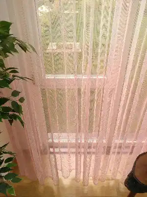 Konak Özel Seri Pembe Renk Degrade Geçişli Örme Tül Perde- Pembe Pudra Pembe-pudra