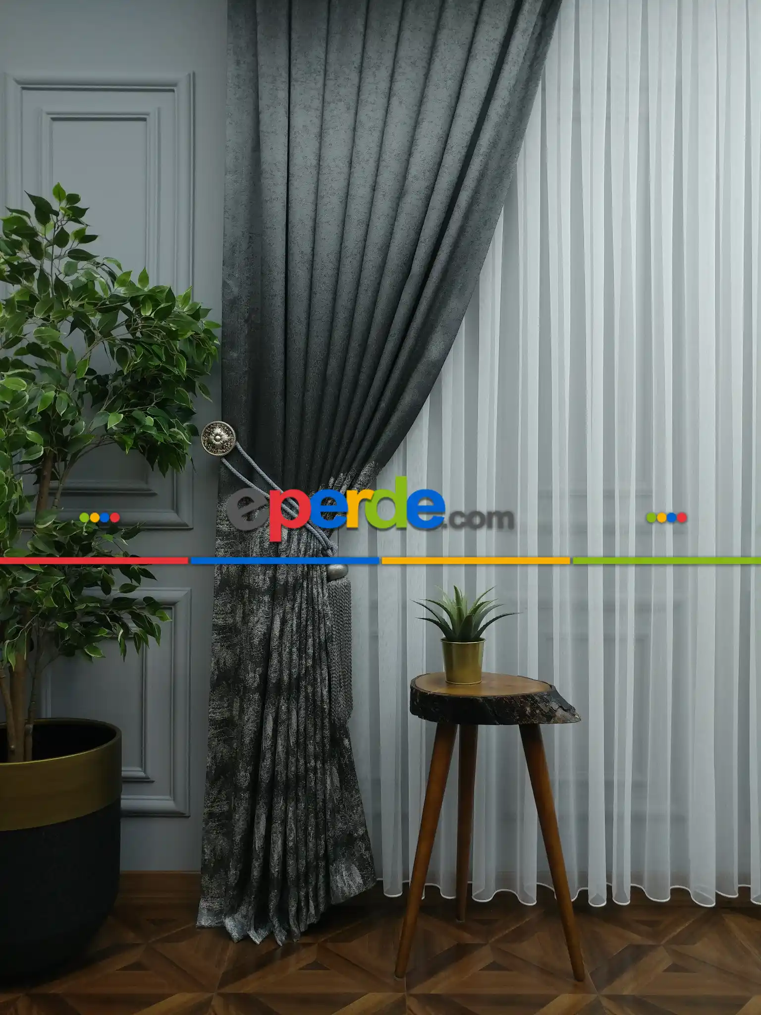 Gri Jakar Fon Perde (180)- Gri