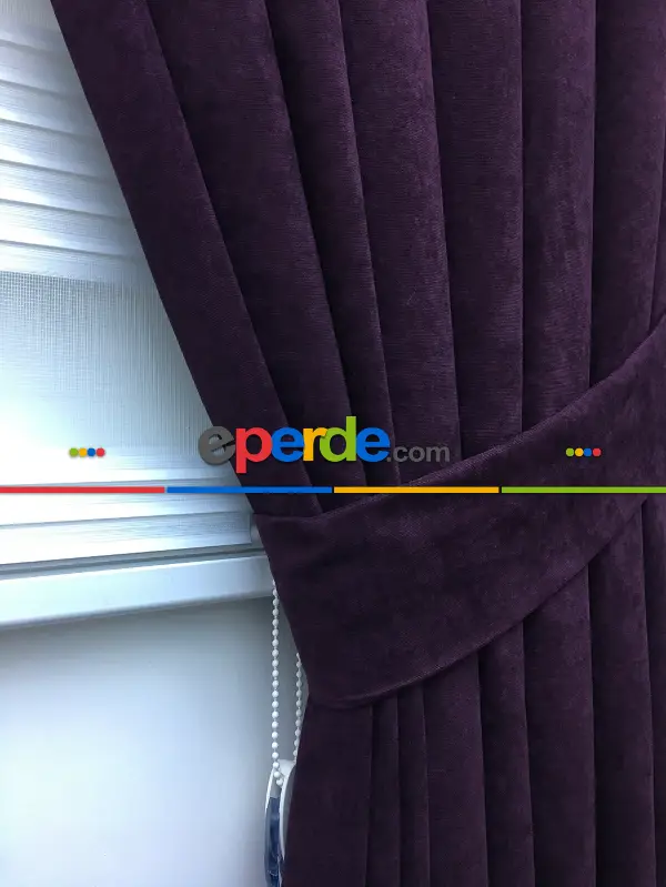 Patlıcan Moru Düz Fon Perde (180 Eninde)- Mor Patlıcan Moru