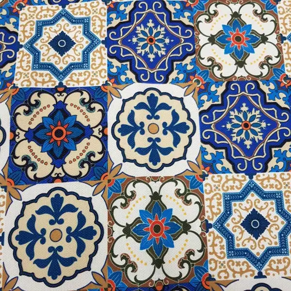 Etnik Desenli Fon Perde Evm400 _e - Kumaşı Kalındır Duck Bezi Değildir.- Lacivert-Mavi-Beyaz-Çok Renkli