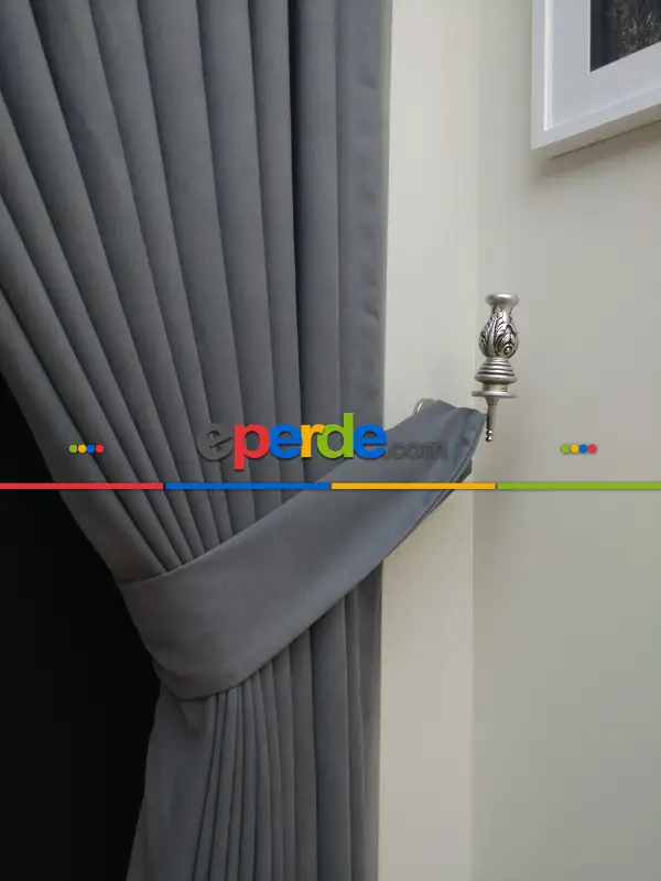 Gri Düz Renk Dökümlü Fon Perde (150)- Gri