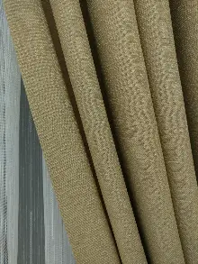 Yatak Odası - Keten Açık Be Rengi Düz Fon Perde- Taş Rengi