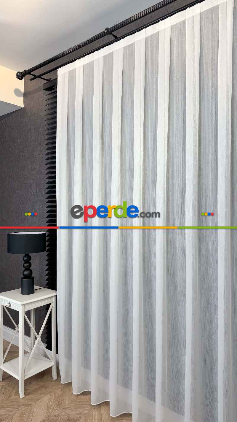 Salon - Ekru Bambu Tül Perde, Seyrek Pile