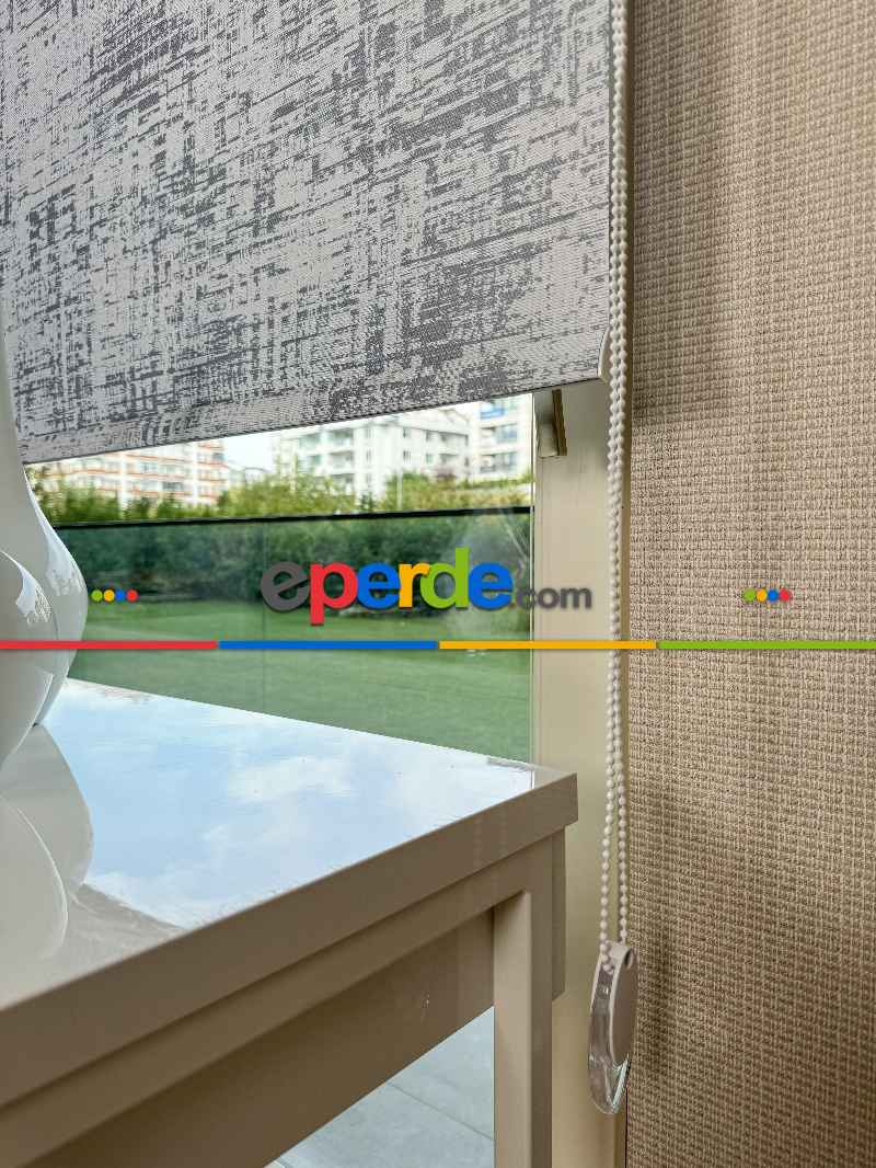 Mutfak Jakar Dokuma Stor Perde, Standart Metal Kasalı Yüksek Kalite Kornişe Kolay Montaj Seçenekli