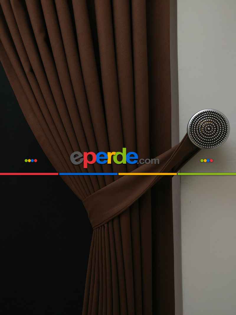 Düz Renk Dökümlü Fon Perde (150)- Kahve Açık