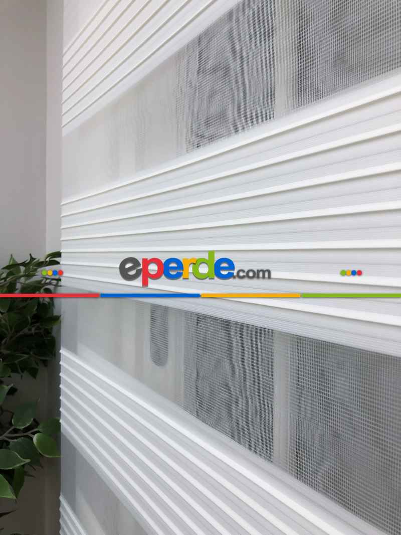 Oturma Odası - Yüksek Kalite Plise Zebra Perde - Ekru Renk- Ekru