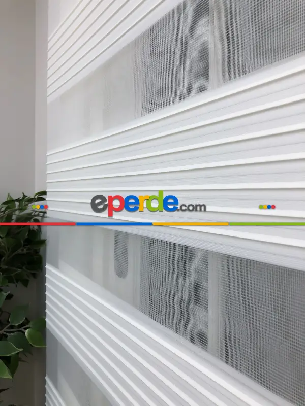 Oturma Odası - Yüksek Kalite Plise Zebra Perde - Ekru Renk- Ekru