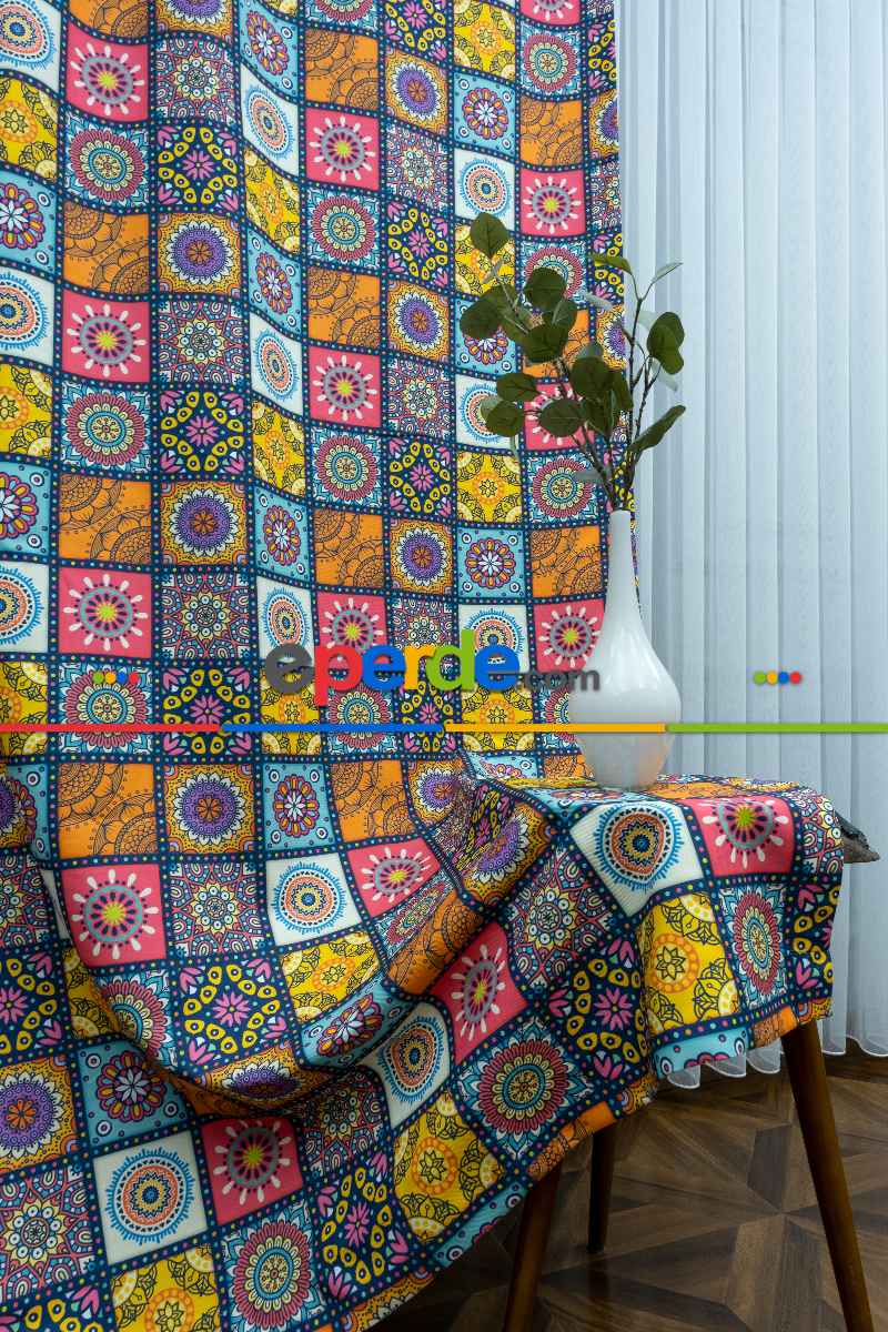 Mutfak Fon Perde Baskılı K508 E- Sarı