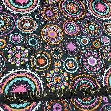 Etnik Desenli Fon Perde K618 E - Kumaşı Kalındır Duck Bezi Değildir.- Siyah-Çok Renkli