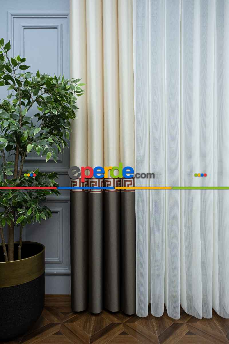 Lens Akıllı Dikey Tül Perde Versace-44- Çok Renkli 2