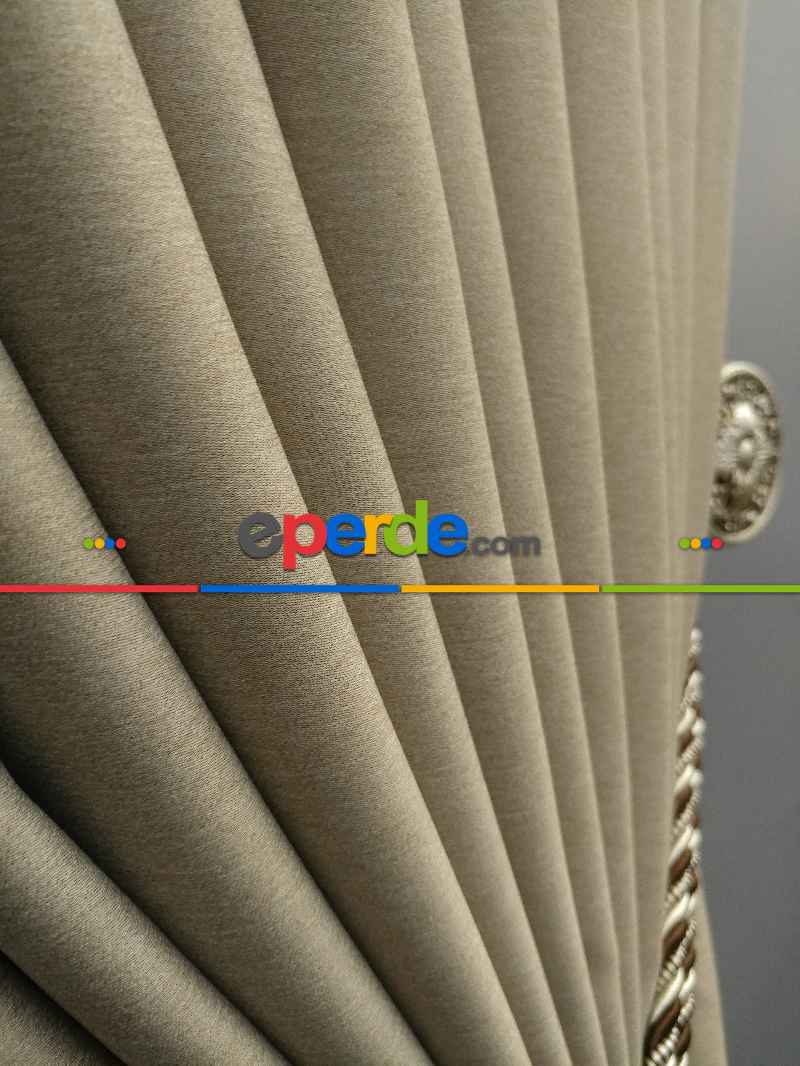 Modern Keten Görünümlü Işık Geçirmez Karatma Fon Perde 204 Ikon- Açık Vizon Rengi-açık Vizon