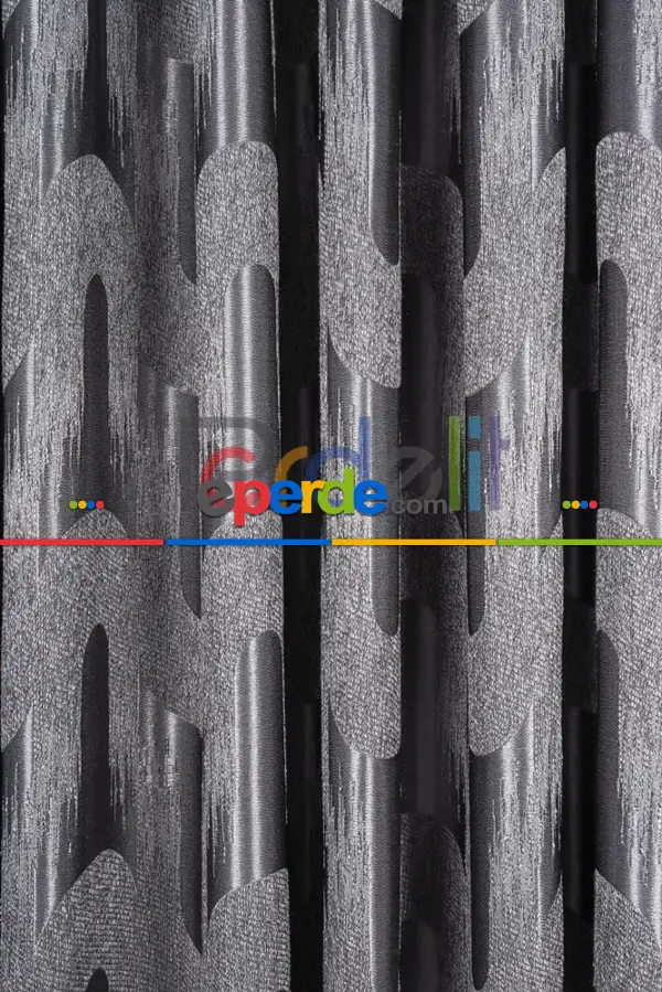 Avantgarde Antrasit Dalgalar Desenli– Modern Jakar Dokuma Fon Perde