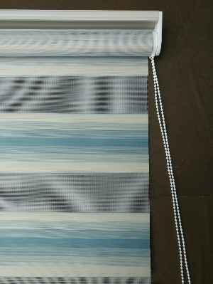 Zebra Perde - Degrade Renk Geçişli Pileli Zebra Perde- Mavi-bej-mavi Doymamış-mavi Grimsi