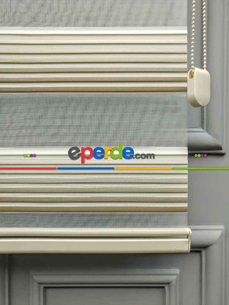 Mutfak - 2021 Sezonu - Degrade Renk Geçişli Geniş Pileli (plise) Perde- Vizon Rengi-ekru-kahve- Çok Renkli 3