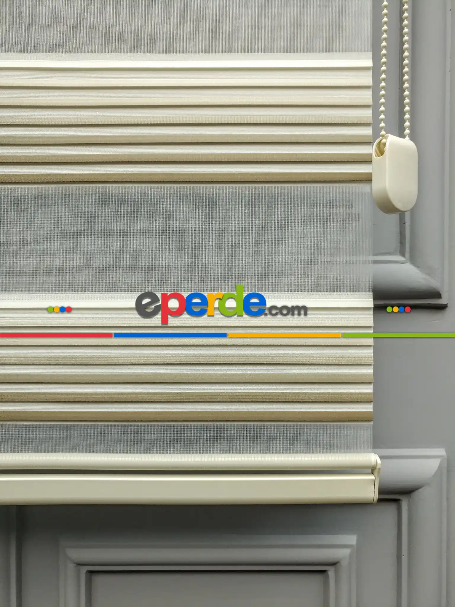 Salon Zebra Perde - 2021 Sezonu - Degrade Renk Geçişli Geniş Pileli (plise) Perde- Vizon Rengi