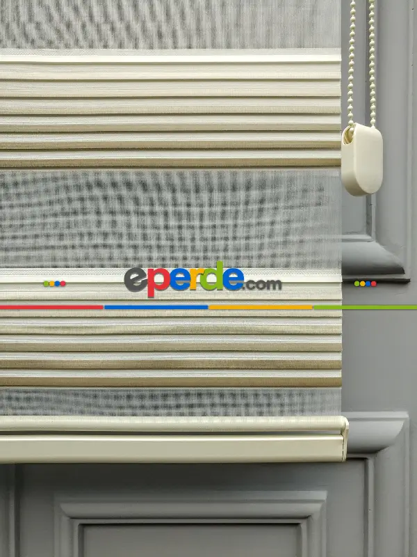 Salon Zebra Perde - 2021 Sezonu - Degrade Renk Geçişli Geniş Pileli (plise) Perde- Vizon Rengi