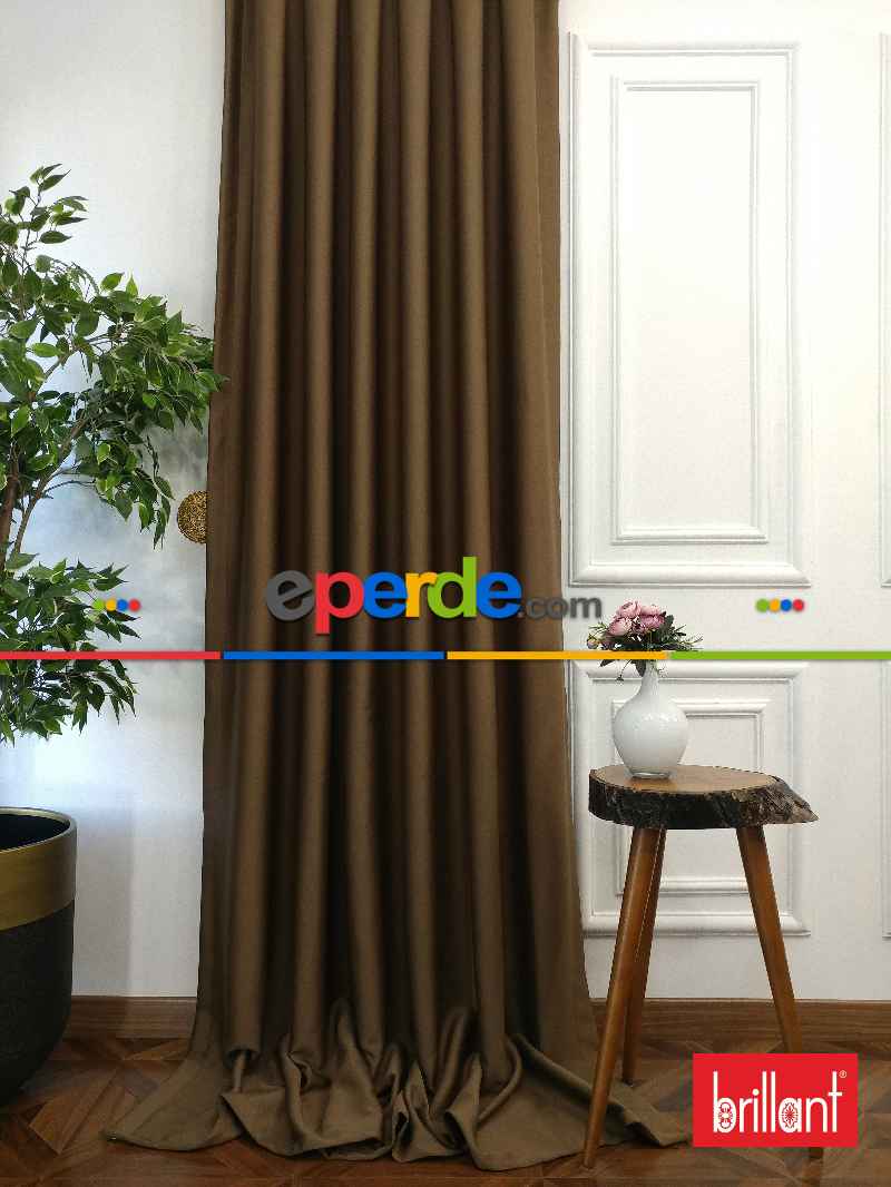 %98 Brillant Karartma Blackout Kahve Renk Fon Perde- Kahve