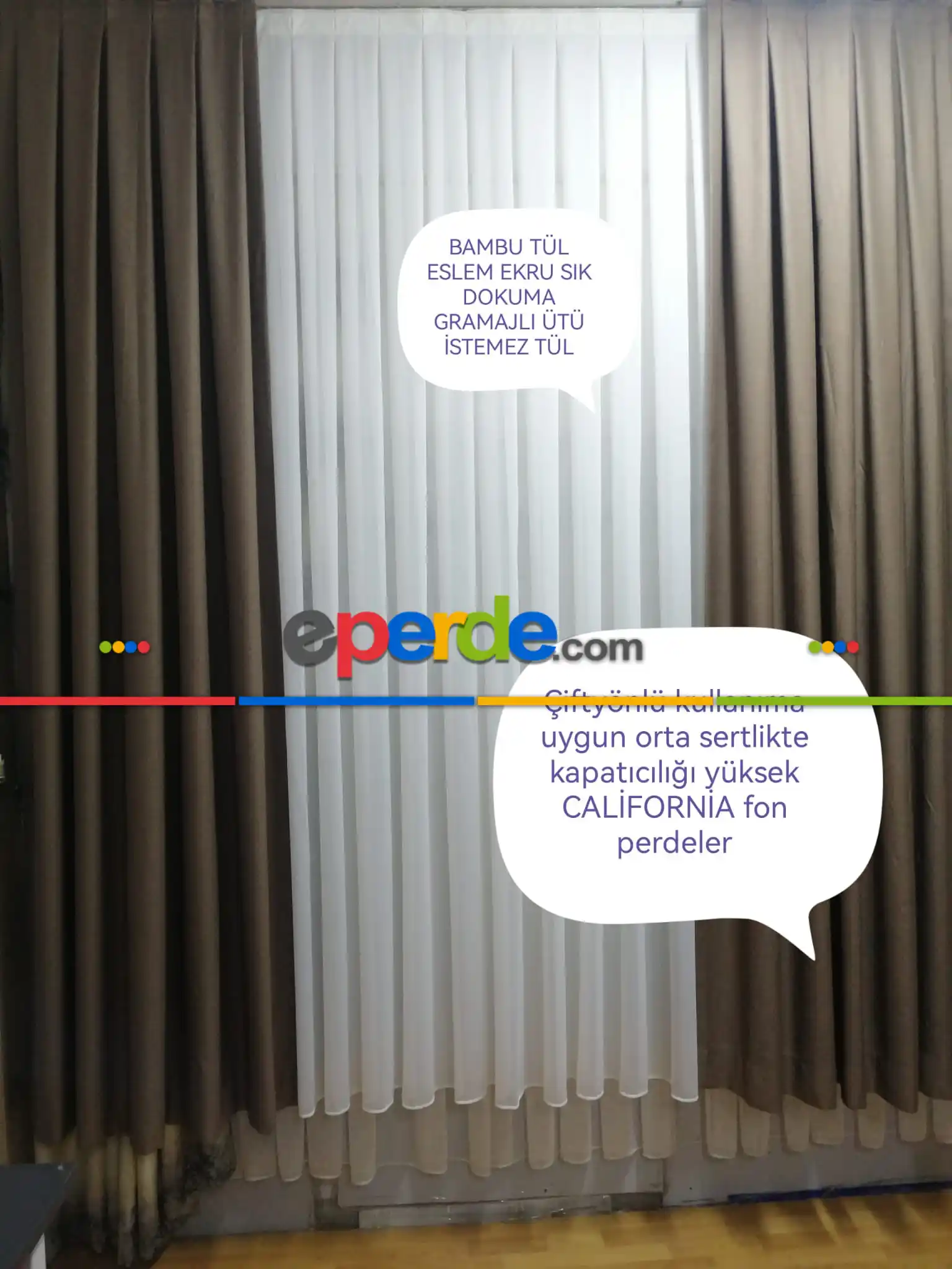 Calıfornıa Çift Taraflı Fon Perde - 98 Renk Seçenekli