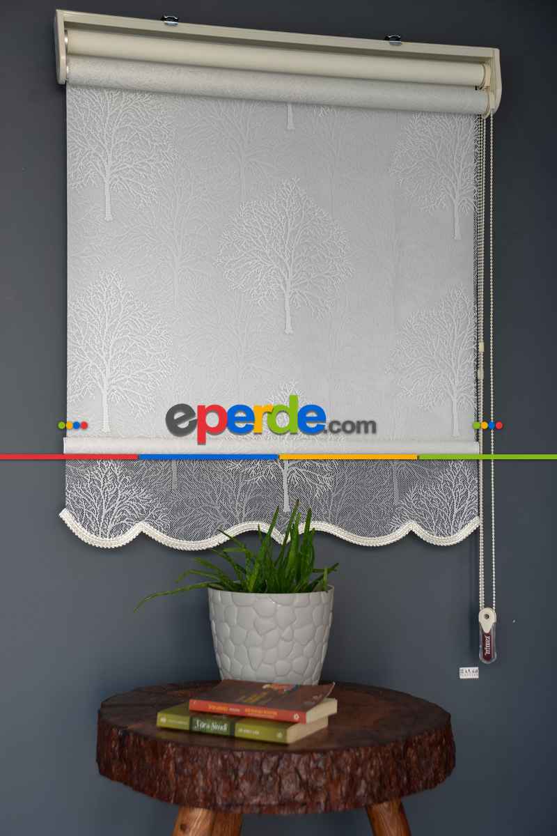 Halim Perdesan Dacuz-203 Beyaz Renk Etekli Veya Eteksiz Çift Mekanizmalı Tül Stor Perde