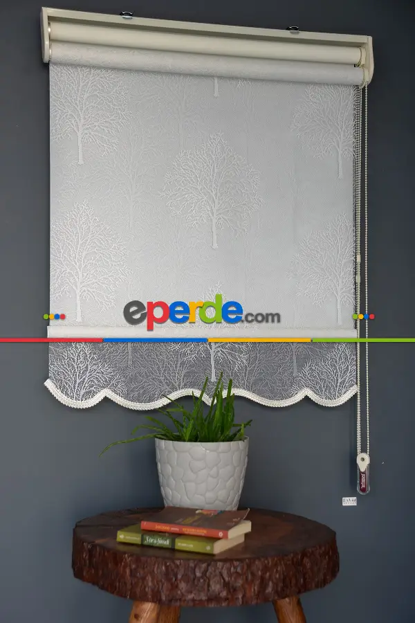 Halim Perdesan Dacuz-203 Beyaz Renk Etekli Veya Eteksiz Çift Mekanizmalı Tül Stor Perde