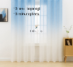 Gri Antasit Füme Üstden Renk Geçişli Tül Perde Mavi