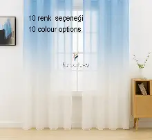 Mavi Üstden Renk Geçişli Tül Perde