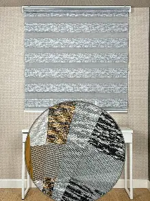 Yatak Odası Gri Jakar Dokuma Zebra Perde, Standart Metal Kasalı Yüksek Kalite Kornişe Kolay Montaj Seçenekli