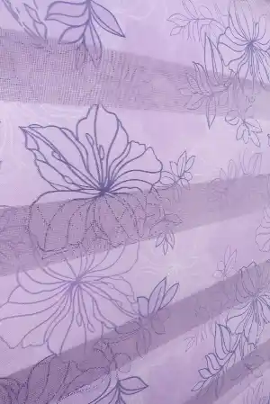 Çiçek Desen Zebra Perde- Mor-lila
