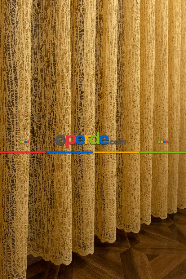 Koyu Sarı Hardal Renk Yanki Tiyatro Tasarım Moda Kruvaze Model Tül Yanki Tül Camkırığı Tül