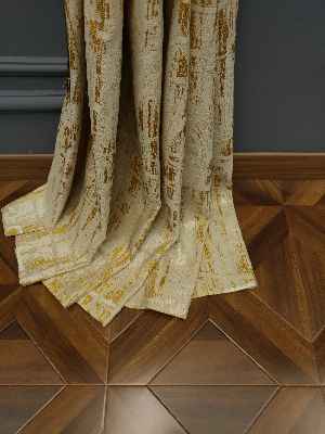 PatineDesenli Modern Desenli Jakarlı Fon Perde Yeni Seri 101- Bej-gri Açık-roze Gold